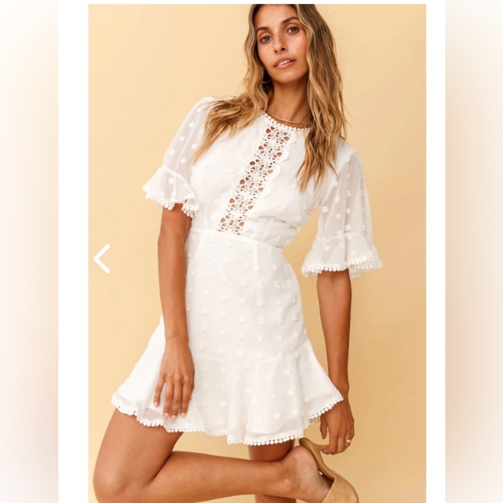 NWT Selfie Leslie Afternoon Delight Crochet Bust Accent Open Back Dress